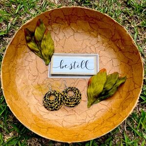 Black and Gold Fabric Handmade Earrings